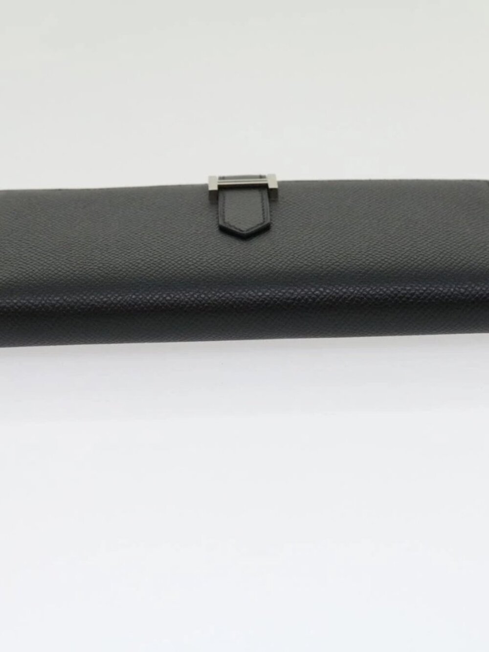 HERMES Bean souffl Long Wallet SilverMetal Black Auth 30947SM - Picture 6 of 16